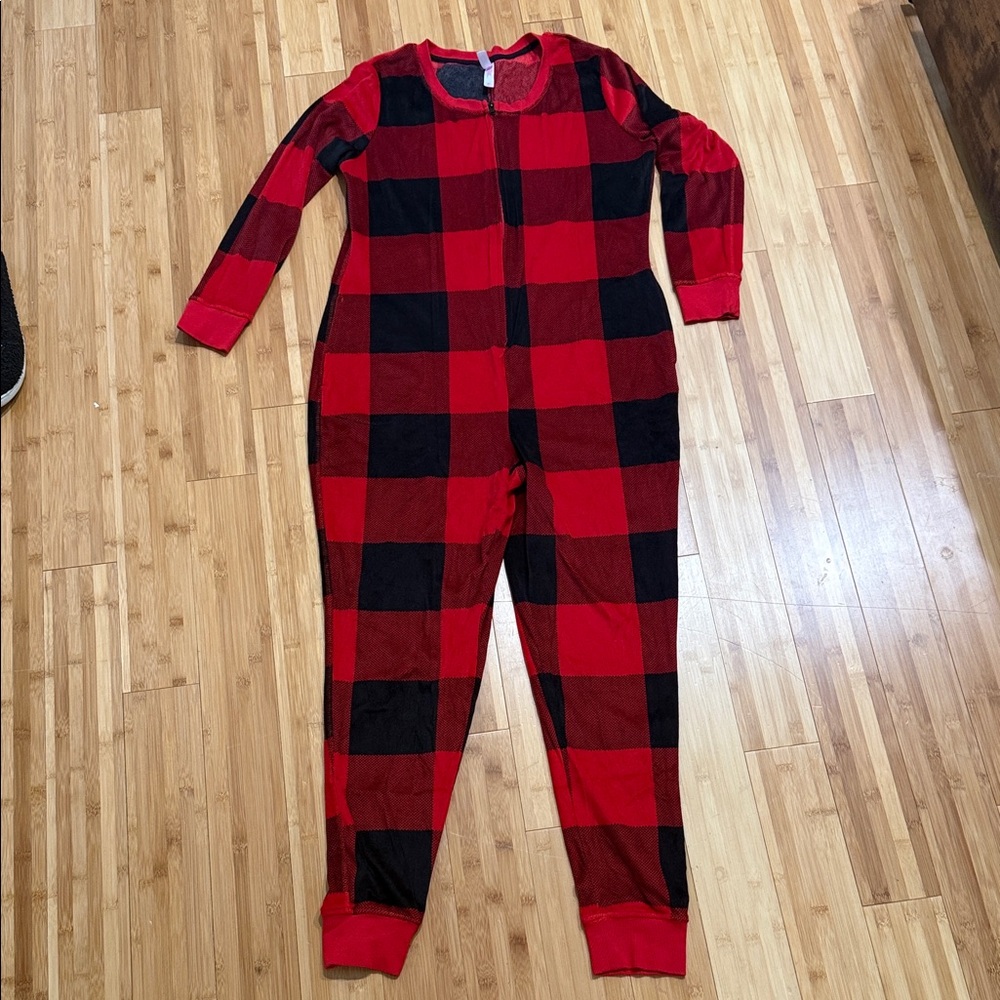 Xhilaration Red and Black Plaid Women's Pajama Onesie